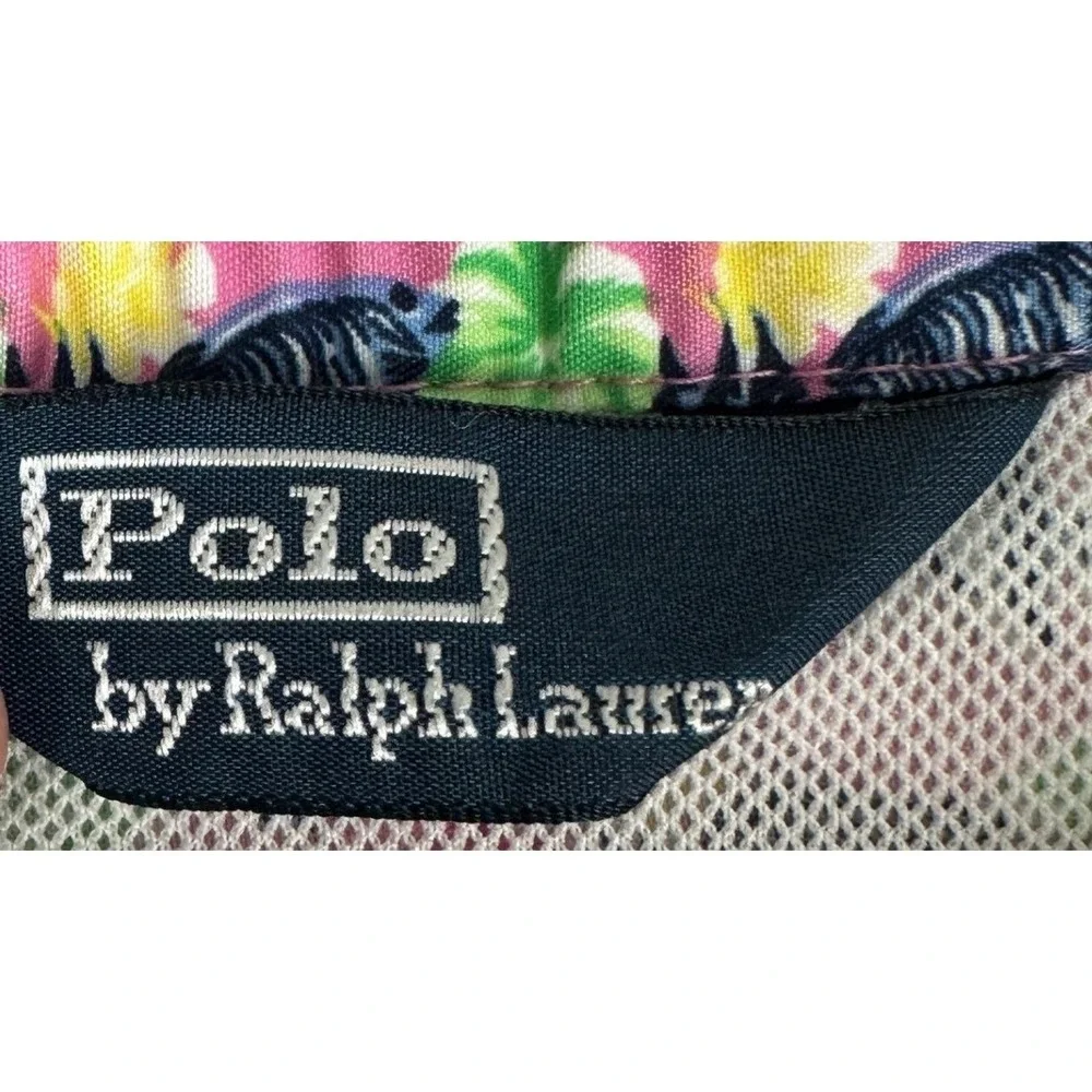 Polo Ralph Lauren Swim Trunks Men Large Pink Tropical Fish Print Mesh Lined Logo